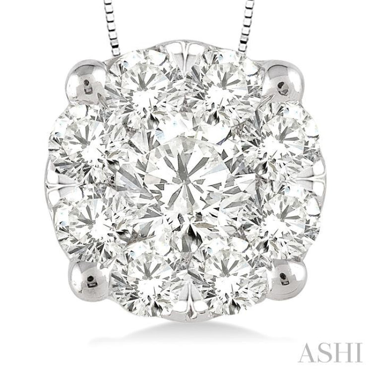 3/4 Ctw Lovebright Round Cut Diamond Pendant in 14K White Gold with Chain 3/4 Ctw Lovebright Round Cut Diamond Pendant in 14K White Gold with Chain