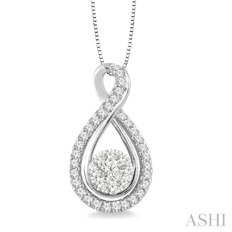 1/2 Ctw Lovebright Round Cut Diamond Pendant in 14K White Gold with Chain 1/2 Ctw Lovebright Round Cut Diamond Pendant in 14K White Gold with Chain