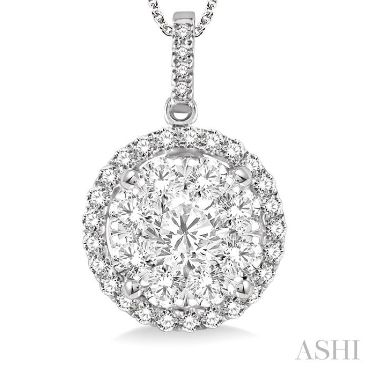 2 Ctw Lovebright Round Cut Diamond Pendant in 14K White Gold with Chain 2 Ctw Lovebright Round Cut Diamond Pendant in 14K White Gold with Chain