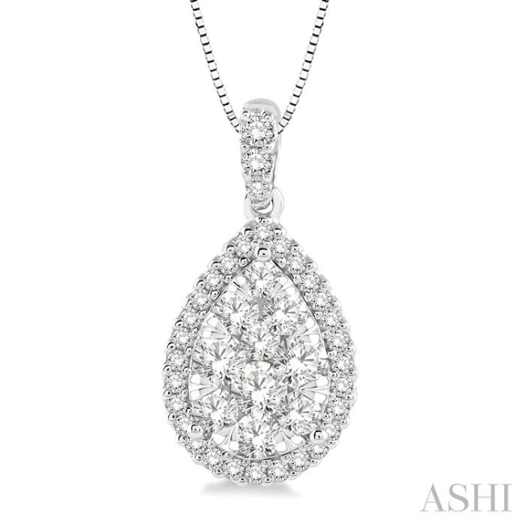 3/4 Ctw Pear Shape Diamond Lovebright Pendant in 14K White Gold with Chain 3/4 Ctw Pear Shape Diamond Lovebright Pendant in 14K White Gold with Chain