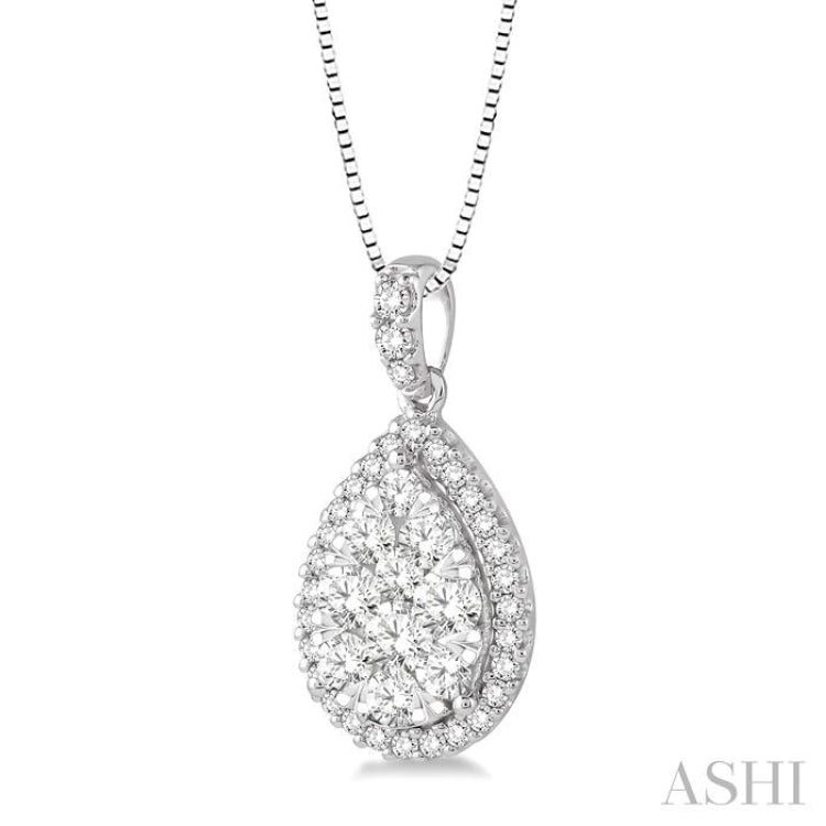 3/4 Ctw Pear Shape Diamond Lovebright Pendant in 14K White Gold with Chain 3/4 Ctw Pear Shape Diamond Lovebright Pendant in 14K White Gold with Chain