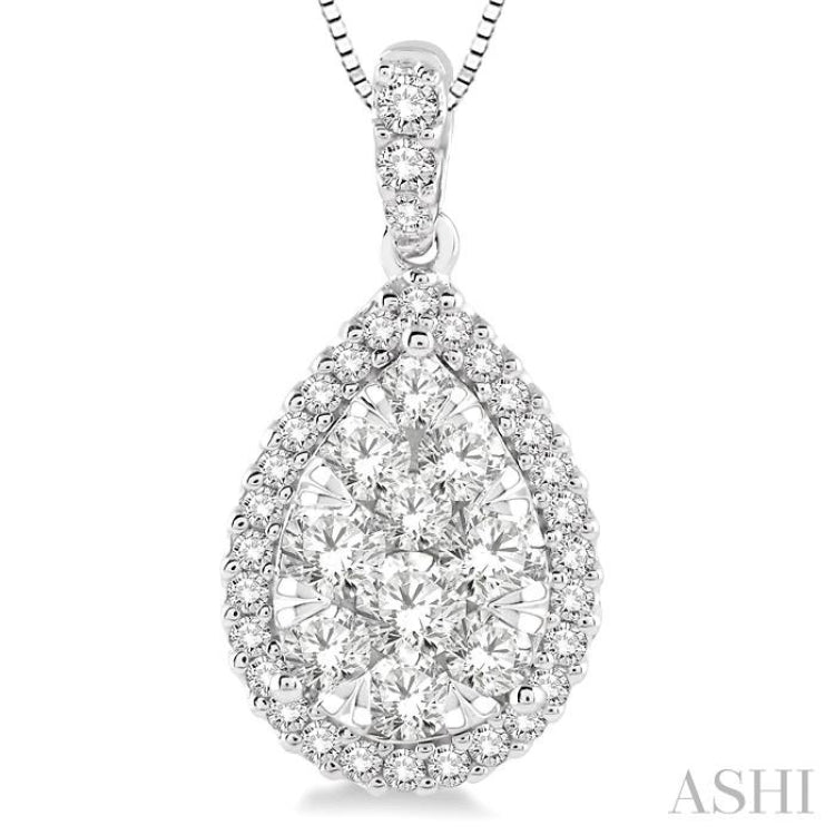 3/4 Ctw Pear Shape Diamond Lovebright Pendant in 14K White Gold with Chain 3/4 Ctw Pear Shape Diamond Lovebright Pendant in 14K White Gold with Chain