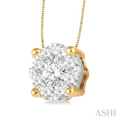 3/4 Ctw Lovebright Round Cut Diamond Pendant in 14K Yellow and White Gold with Chain 3/4 Ctw Lovebright Round Cut Diamond Pendant in 14K Yellow and White Gold with Chain