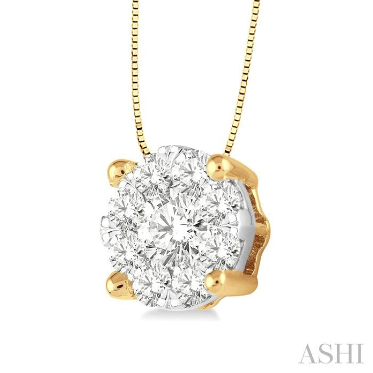 1/3 Ctw Lovebright Round Cut Diamond Pendant in 14K Yellow and White Gold with Chain 1/3 Ctw Lovebright Round Cut Diamond Pendant in 14K Yellow and White Gold with Chain