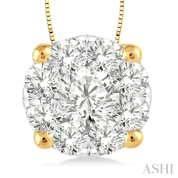 1/3 Ctw Lovebright Round Cut Diamond Pendant in 14K Yellow and White Gold with Chain 1/3 Ctw Lovebright Round Cut Diamond Pendant in 14K Yellow and White Gold with Chain