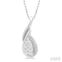 1/8 Ctw Pear Shape Lovebright Entwined Wire Round Cut Diamond Pendant With Link Chain in 14K White Gold 1/8 Ctw Pear Shape Lovebright Entwined Wire Round Cut Diamond Pendant With Link Chain in 14K White Gold