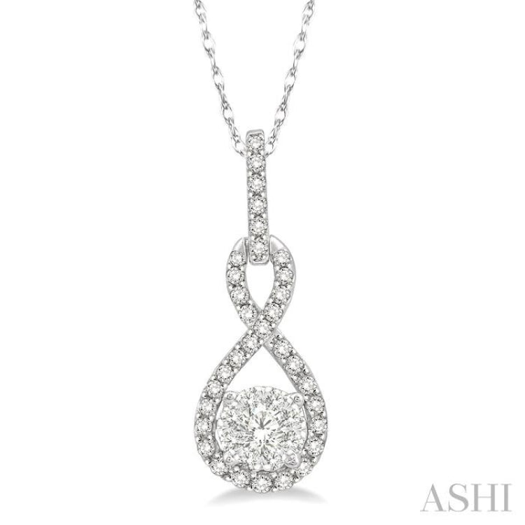 1/4 Ctw Winding Round Cut Diamond Lovebright Pendant With Link Chain in 14K White Gold 1/4 Ctw Winding Round Cut Diamond Lovebright Pendant With Link Chain in 14K White Gold