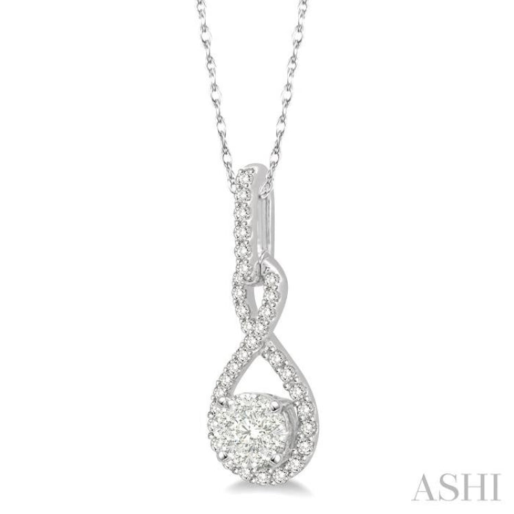 1/4 Ctw Winding Round Cut Diamond Lovebright Pendant With Link Chain in 14K White Gold 1/4 Ctw Winding Round Cut Diamond Lovebright Pendant With Link Chain in 14K White Gold