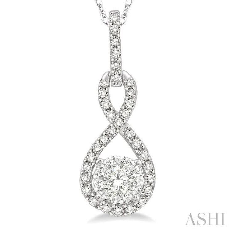 1/4 Ctw Winding Round Cut Diamond Lovebright Pendant With Link Chain in 14K White Gold 1/4 Ctw Winding Round Cut Diamond Lovebright Pendant With Link Chain in 14K White Gold