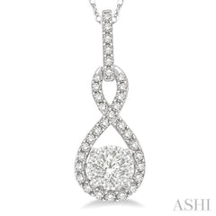 1/4 Ctw Winding Round Cut Diamond Lovebright Pendant With Link Chain in 14K White Gold 1/4 Ctw Winding Round Cut Diamond Lovebright Pendant With Link Chain in 14K White Gold