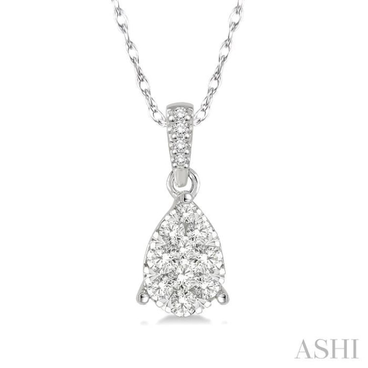 1/6 Ctw Pear Shape Diamond Lovebright Pendant in 14K White Gold with Chain 1/6 Ctw Pear Shape Diamond Lovebright Pendant in 14K White Gold with Chain
