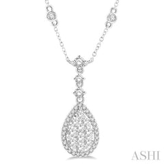 1 Ctw Pear Shape Round Cut Diamond Lovebright Necklace in 14K White Gold 1 Ctw Pear Shape Round Cut Diamond Lovebright Necklace in 14K White Gold