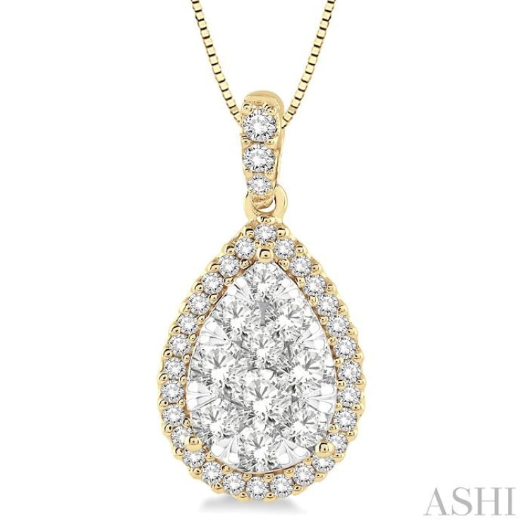 1 Ctw Pear Shape Diamond Lovebright Pendant in 14K Yellow and White Gold with Chain 1 Ctw Pear Shape Diamond Lovebright Pendant in 14K Yellow and White Gold with Chain
