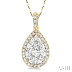 1 Ctw Pear Shape Diamond Lovebright Pendant in 14K Yellow and White Gold with Chain 1 Ctw Pear Shape Diamond Lovebright Pendant in 14K Yellow and White Gold with Chain