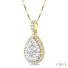 1 Ctw Pear Shape Diamond Lovebright Pendant in 14K Yellow and White Gold with Chain 1 Ctw Pear Shape Diamond Lovebright Pendant in 14K Yellow and White Gold with Chain