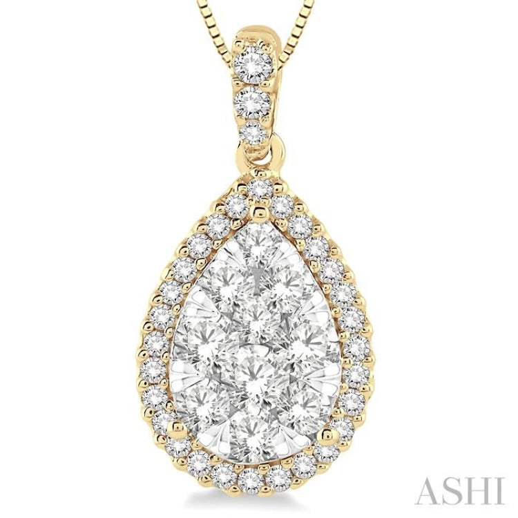 1 Ctw Pear Shape Diamond Lovebright Pendant in 14K Yellow and White Gold with Chain 1 Ctw Pear Shape Diamond Lovebright Pendant in 14K Yellow and White Gold with Chain