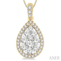 1 Ctw Pear Shape Diamond Lovebright Pendant in 14K Yellow and White Gold with Chain 1 Ctw Pear Shape Diamond Lovebright Pendant in 14K Yellow and White Gold with Chain
