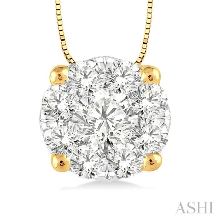 1/4 Ctw Lovebright Round Cut Diamond Pendant in 14K Yellow and White Gold with Chain 1/4 Ctw Lovebright Round Cut Diamond Pendant in 14K Yellow and White Gold with Chain
