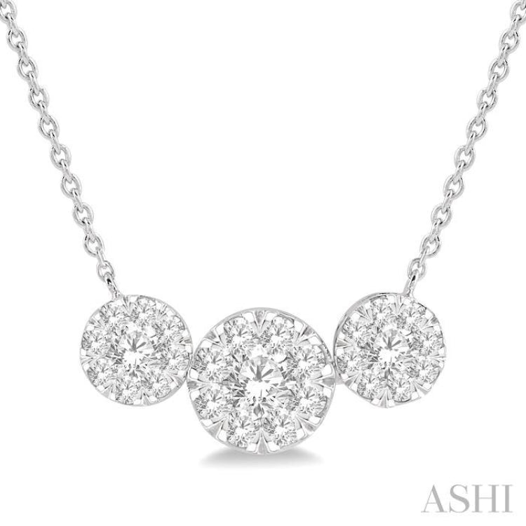 1 Ctw 3-Stone Lovebright Round Cut Diamond Necklace in 14K White Gold 1 Ctw 3-Stone Lovebright Round Cut Diamond Necklace in 14K White Gold