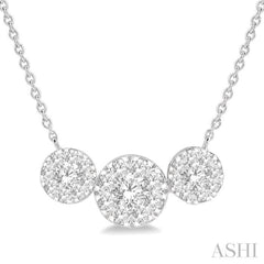 1 Ctw 3-Stone Lovebright Round Cut Diamond Necklace in 14K White Gold 1 Ctw 3-Stone Lovebright Round Cut Diamond Necklace in 14K White Gold