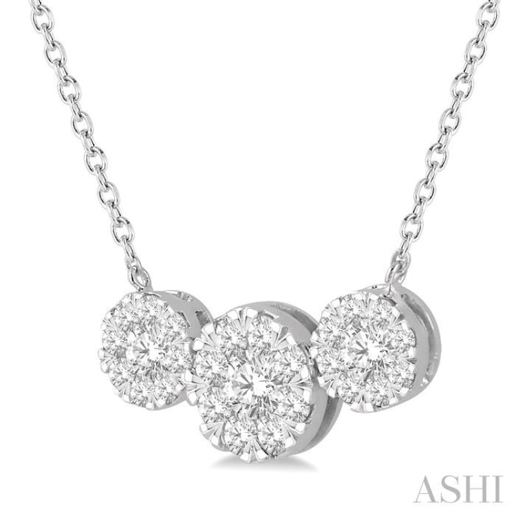 1 Ctw 3-Stone Lovebright Round Cut Diamond Necklace in 14K White Gold 1 Ctw 3-Stone Lovebright Round Cut Diamond Necklace in 14K White Gold