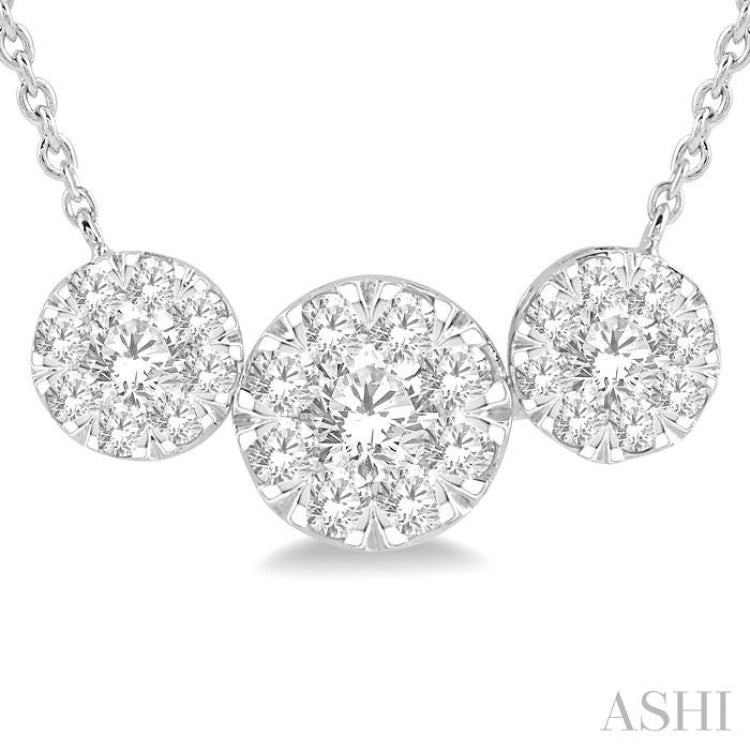 1 Ctw 3-Stone Lovebright Round Cut Diamond Necklace in 14K White Gold 1 Ctw 3-Stone Lovebright Round Cut Diamond Necklace in 14K White Gold
