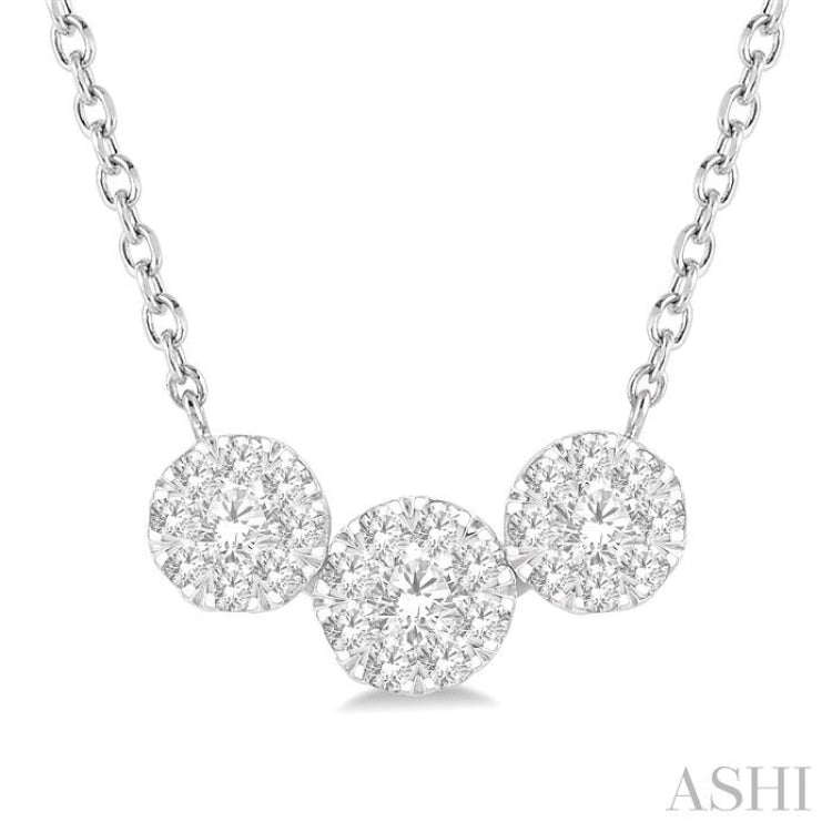 1/2 Ctw 3-Stone Lovebright Round Cut Diamond Necklace in 14K White Gold 1/2 Ctw 3-Stone Lovebright Round Cut Diamond Necklace in 14K White Gold