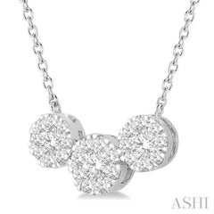 1/2 Ctw 3-Stone Lovebright Round Cut Diamond Necklace in 14K White Gold 1/2 Ctw 3-Stone Lovebright Round Cut Diamond Necklace in 14K White Gold