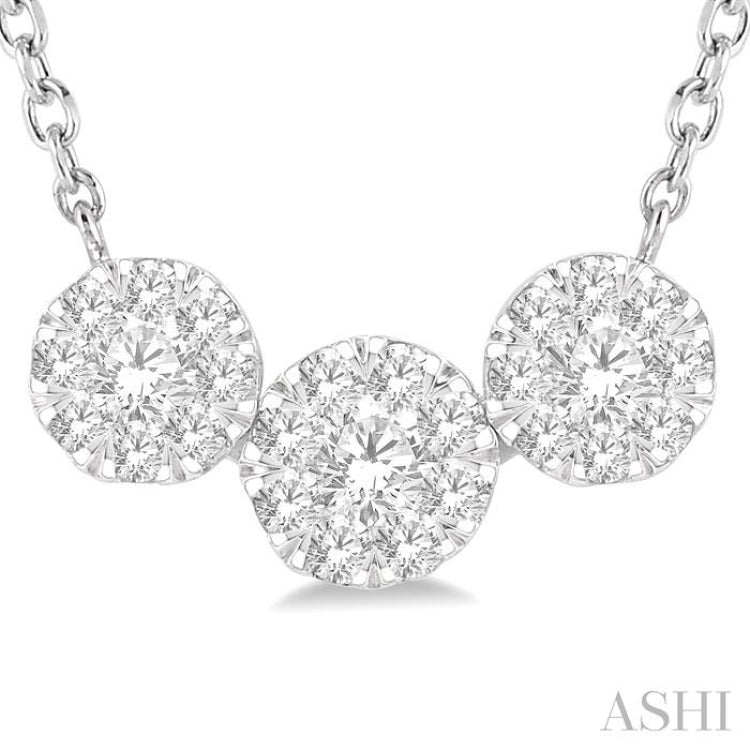 1/2 Ctw 3-Stone Lovebright Round Cut Diamond Necklace in 14K White Gold 1/2 Ctw 3-Stone Lovebright Round Cut Diamond Necklace in 14K White Gold