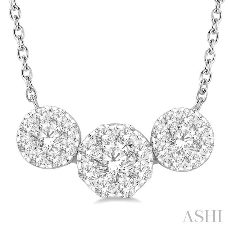 3/4 Ctw 3-Stone Lovebright Round Cut Diamond Necklace in 14K White Gold 3/4 Ctw 3-Stone Lovebright Round Cut Diamond Necklace in 14K White Gold