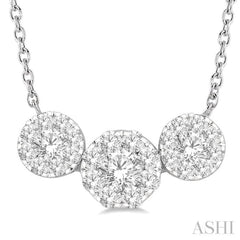 3/4 Ctw 3-Stone Lovebright Round Cut Diamond Necklace in 14K White Gold 3/4 Ctw 3-Stone Lovebright Round Cut Diamond Necklace in 14K White Gold