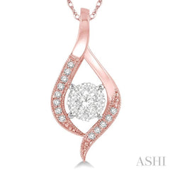 1/5 Ctw Curved Lovebright Round Cut Diamond Pendant in 14K Rose and White Gold with chain 1/5 Ctw Curved Lovebright Round Cut Diamond Pendant in 14K Rose and White Gold with chain