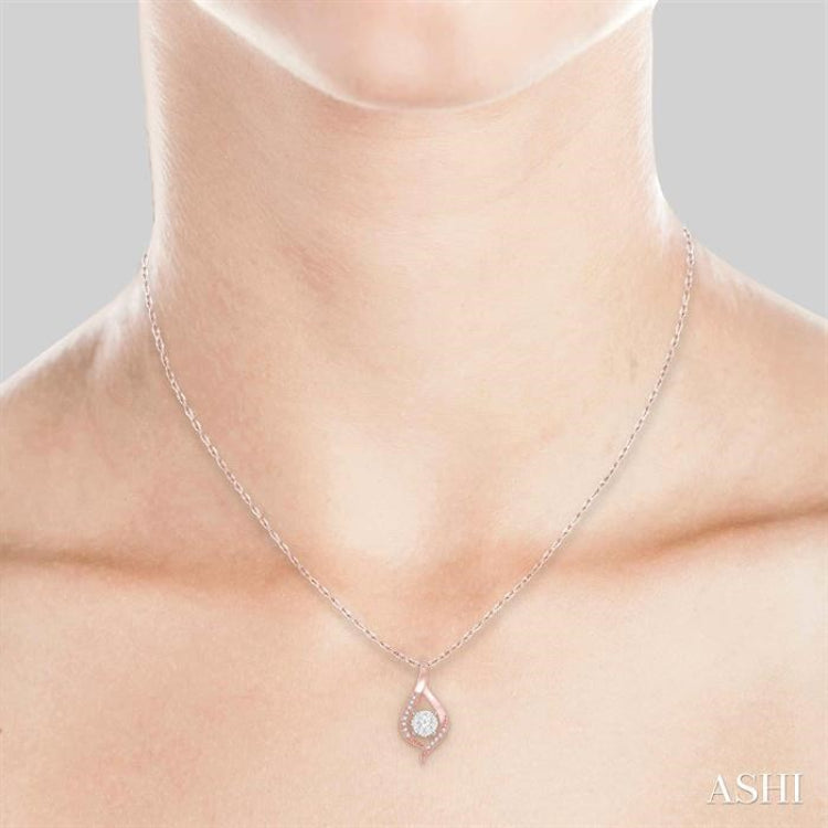 1/5 Ctw Curved Lovebright Round Cut Diamond Pendant in 14K Rose and White Gold with chain 1/5 Ctw Curved Lovebright Round Cut Diamond Pendant in 14K Rose and White Gold with chain