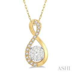 1/5 Ctw Twisted Loop Lovebright Round Cut Diamond Pendant in 14K Yellow and White Gold with chain 1/5 Ctw Twisted Loop Lovebright Round Cut Diamond Pendant in 14K Yellow and White Gold with chain