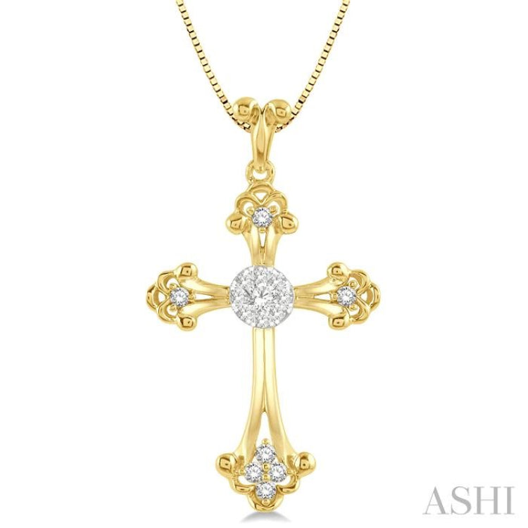 1/4 Ctw Art Deco Lovebright Round Cut Diamond Cross Pendant in 14K Yellow and White Gold with chain 1/4 Ctw Art Deco Lovebright Round Cut Diamond Cross Pendant in 14K Yellow and White Gold with chain