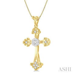 1/4 Ctw Art Deco Lovebright Round Cut Diamond Cross Pendant in 14K Yellow and White Gold with chain 1/4 Ctw Art Deco Lovebright Round Cut Diamond Cross Pendant in 14K Yellow and White Gold with chain