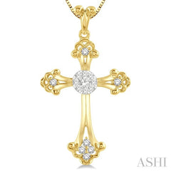 1/4 Ctw Art Deco Lovebright Round Cut Diamond Cross Pendant in 14K Yellow and White Gold with chain 1/4 Ctw Art Deco Lovebright Round Cut Diamond Cross Pendant in 14K Yellow and White Gold with chain