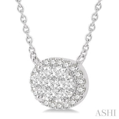 1/3 Ctw Oval Shape Round Cut Diamond Lovebright Pendant With Chain in 14K White Gold 1/3 Ctw Oval Shape Round Cut Diamond Lovebright Pendant With Chain in 14K White Gold
