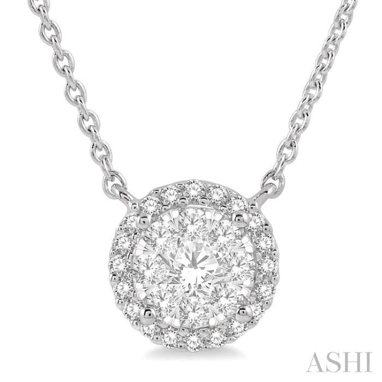 1/3 Ctw Circular Round Cut Diamond Lovebright Pendant With Chain in 14K White Gold 1/3 Ctw Circular Round Cut Diamond Lovebright Pendant With Chain in 14K White Gold