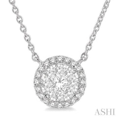 1/3 Ctw Circular Round Cut Diamond Lovebright Pendant With Chain in 14K White Gold 1/3 Ctw Circular Round Cut Diamond Lovebright Pendant With Chain in 14K White Gold