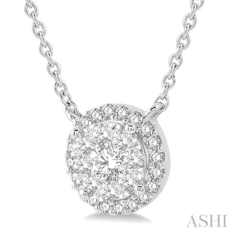 1/3 Ctw Circular Round Cut Diamond Lovebright Pendant With Chain in 14K White Gold 1/3 Ctw Circular Round Cut Diamond Lovebright Pendant With Chain in 14K White Gold