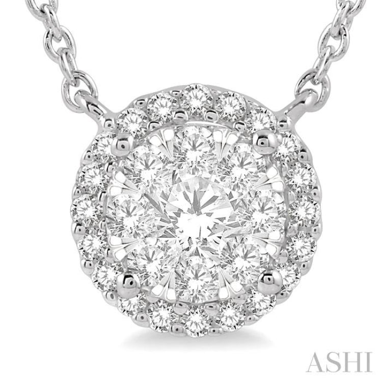 1/3 Ctw Circular Round Cut Diamond Lovebright Pendant With Chain in 14K White Gold 1/3 Ctw Circular Round Cut Diamond Lovebright Pendant With Chain in 14K White Gold