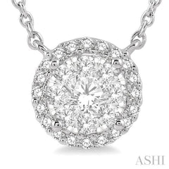 1/3 Ctw Circular Round Cut Diamond Lovebright Pendant With Chain in 14K White Gold 1/3 Ctw Circular Round Cut Diamond Lovebright Pendant With Chain in 14K White Gold