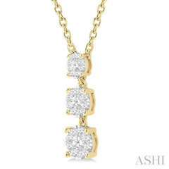 1/3 Ctw Round Cut Lovebright Diamond Layered Pendant With Chain in 14K Yellow Gold 1/3 Ctw Round Cut Lovebright Diamond Layered Pendant With Chain in 14K Yellow Gold
