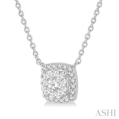 1/3 Ctw Cushion Shape Lovebright Diamond Pendant With Chain in 14K White Gold 1/3 Ctw Cushion Shape Lovebright Diamond Pendant With Chain in 14K White Gold