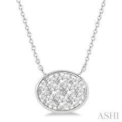1/2 Ctw Oval Shape Lovebright Diamond Pendant With Chain in 14K White Gold 1/2 Ctw Oval Shape Lovebright Diamond Pendant With Chain in 14K White Gold