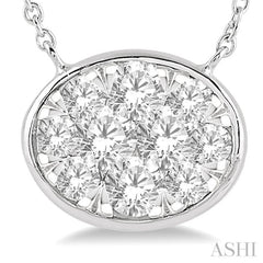 1/2 Ctw Oval Shape Lovebright Diamond Pendant With Chain in 14K White Gold 1/2 Ctw Oval Shape Lovebright Diamond Pendant With Chain in 14K White Gold