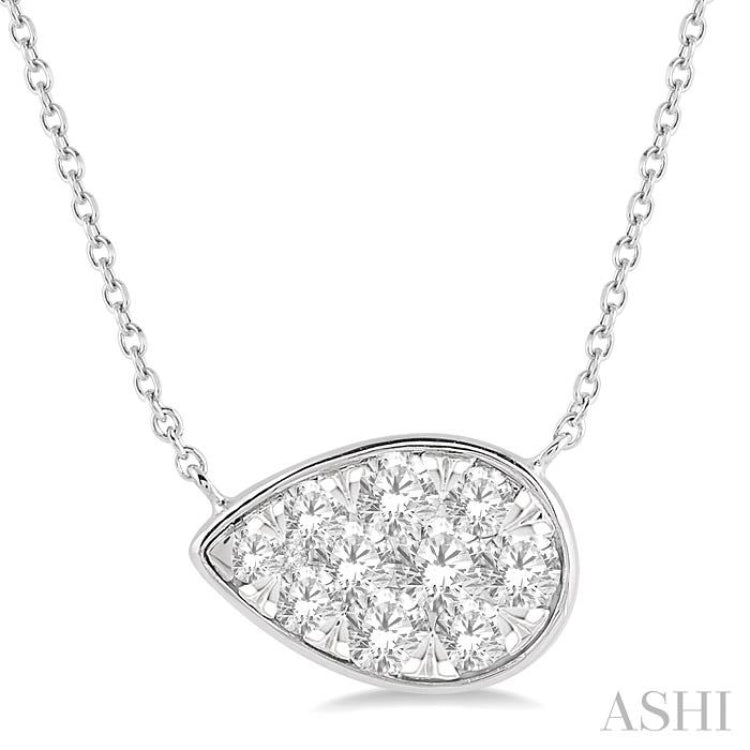1/2 Ctw Pear Shape Lovebright Diamond Pendant With Chain in 14K White Gold 1/2 Ctw Pear Shape Lovebright Diamond Pendant With Chain in 14K White Gold