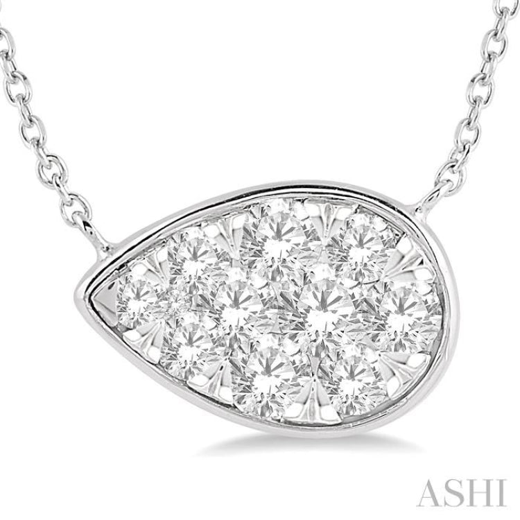 1/2 Ctw Pear Shape Lovebright Diamond Pendant With Chain in 14K White Gold 1/2 Ctw Pear Shape Lovebright Diamond Pendant With Chain in 14K White Gold