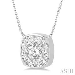 1/2 Ctw Cushion Shape Lovebright Diamond Pendant With Chain in 14K White Gold 1/2 Ctw Cushion Shape Lovebright Diamond Pendant With Chain in 14K White Gold